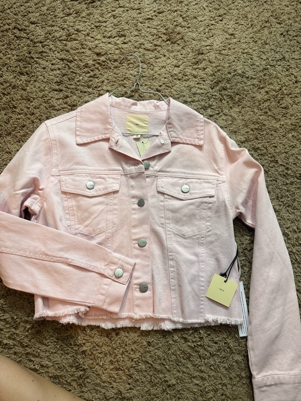 Light Pink Cropped Denim Jacket - Women's M NWT